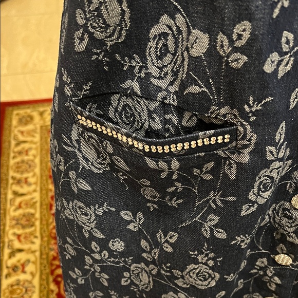 Eliza J Blue Floral Button-Down jeans Dress - Picture 5 of 16